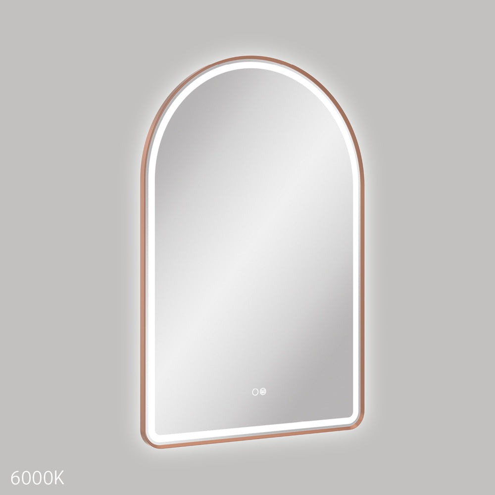 Valentina LED Brushed Copper Framed Mirror, 600 x 900mm