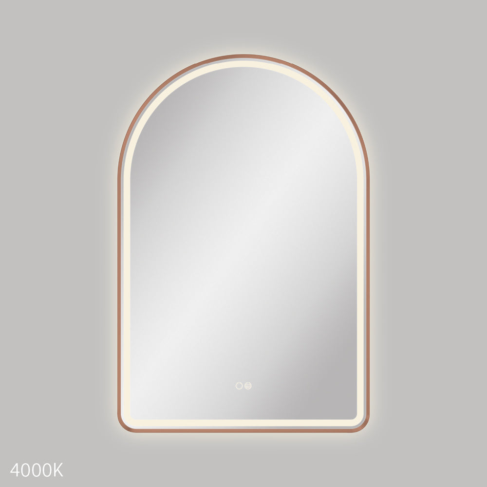 Valentina LED Brushed Copper Framed Mirror, 600 x 900mm