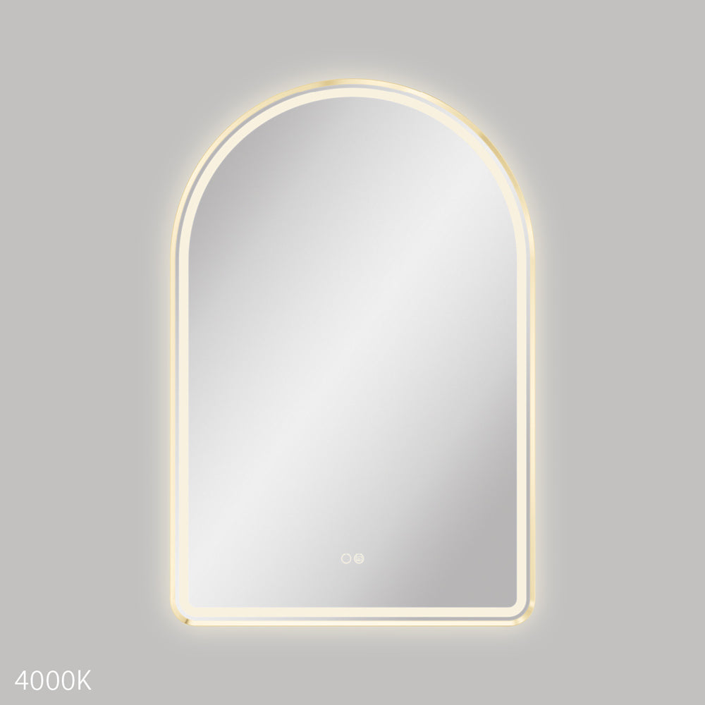Valentina LED Urban Brass Framed Mirror, 600 x 900mm