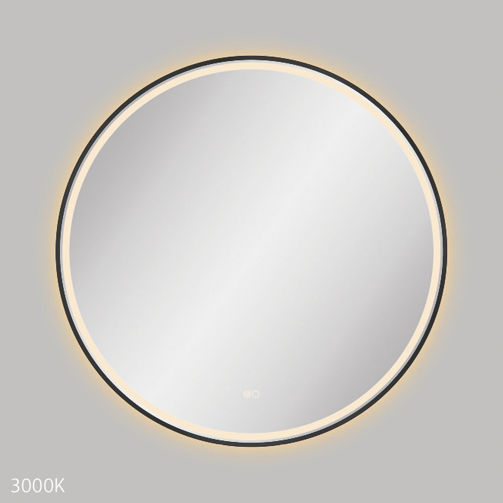 Reba LED Matt Black Framed Mirror, 900mm