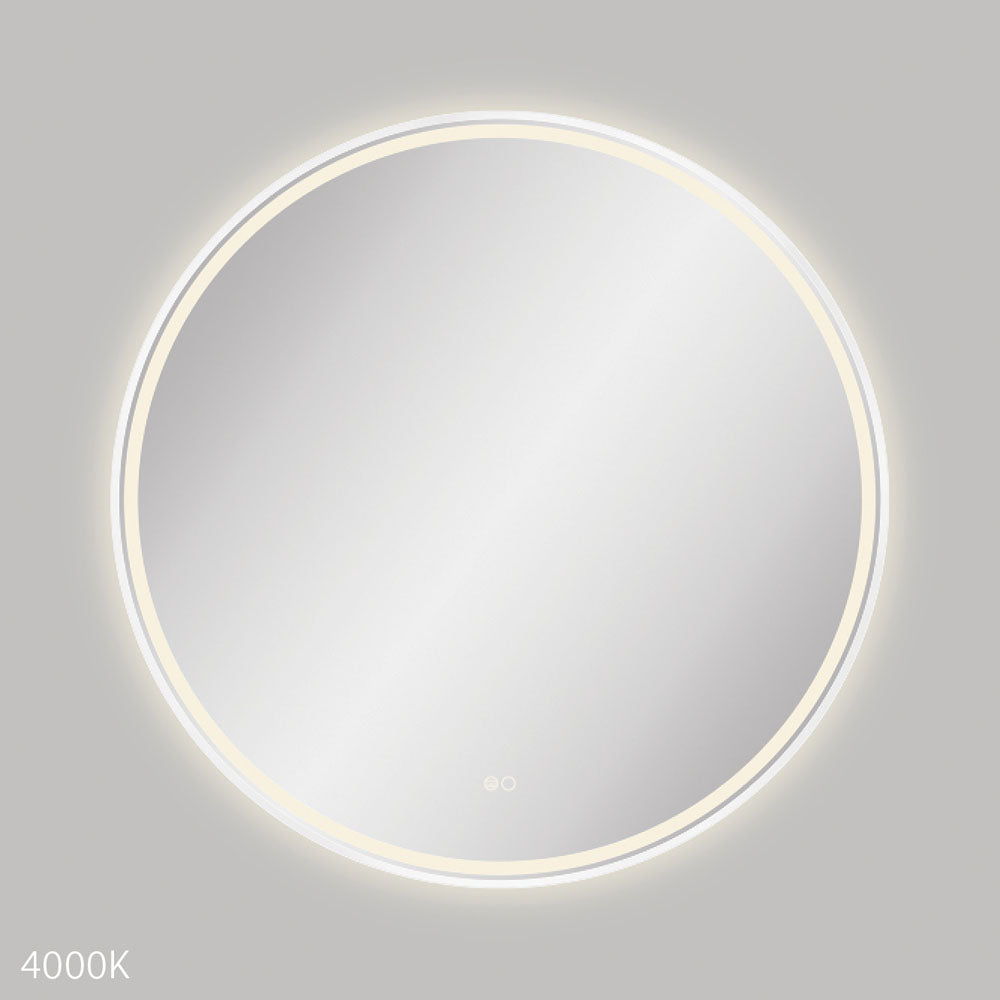 Reba LED Matt White Framed Mirror, 900mm
