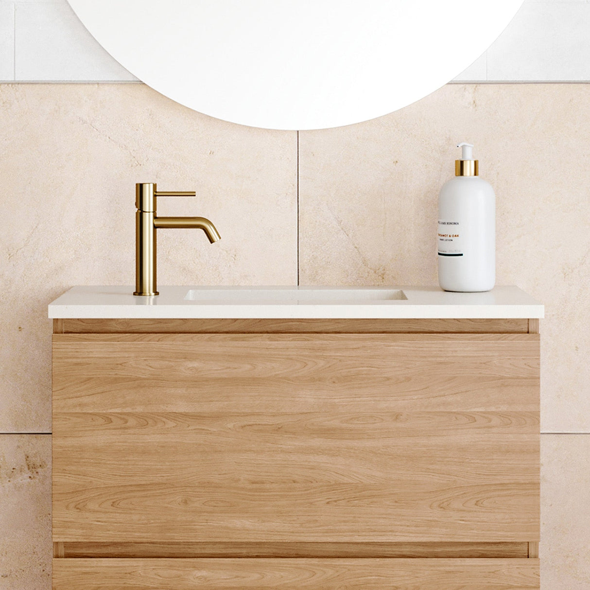 A lifestyle image of Timberline's Mini Rectangle Undermount Basin 430mm White Gloss