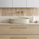 A lifestyle image of Timberline's Myrtle Basin 550mm Ivory Matt