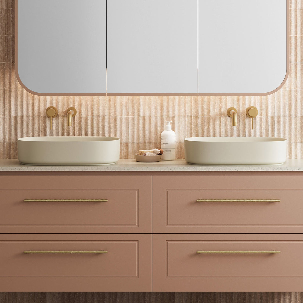 A lifestyle image of Timberline's Myrtle Basin 550mm Ivory Matt