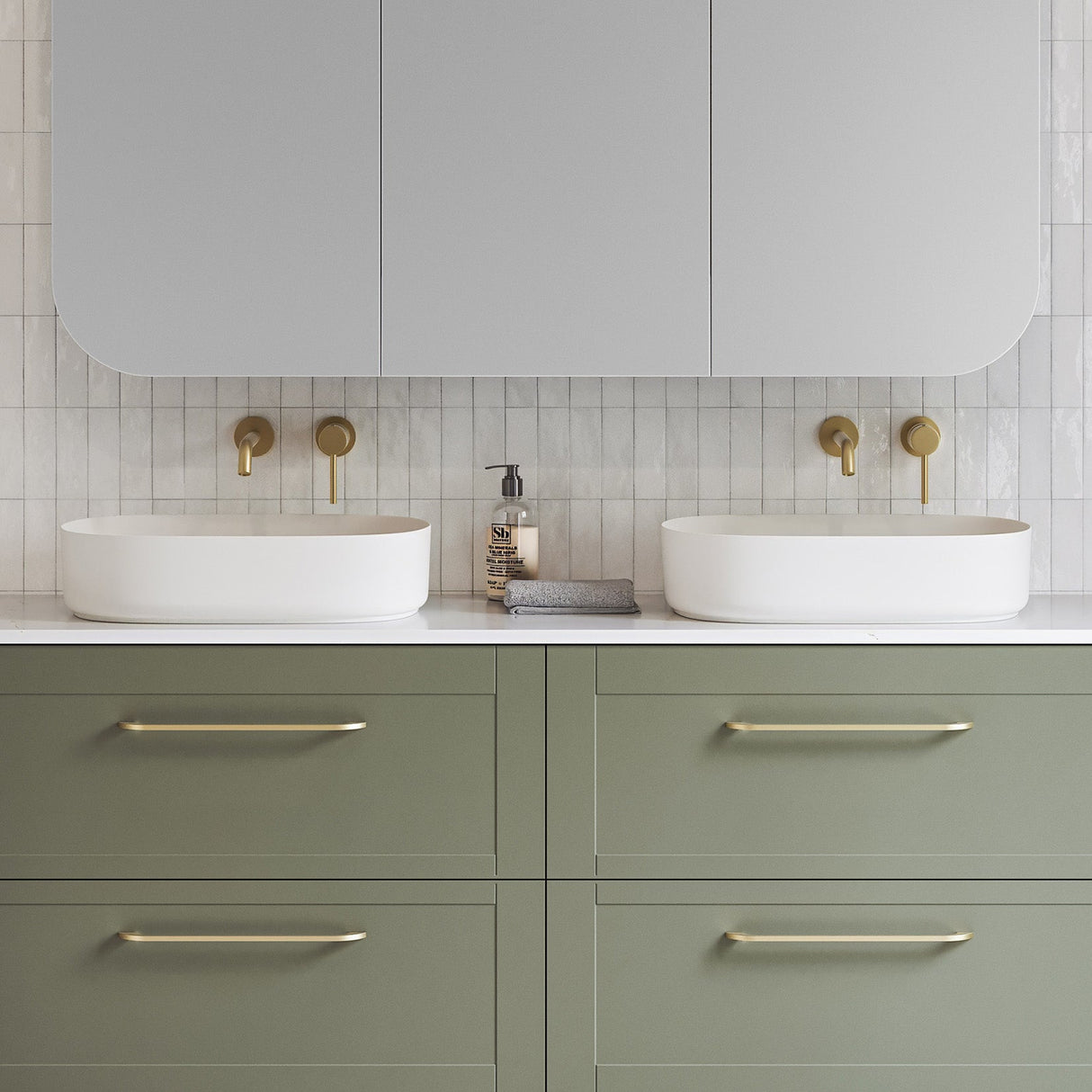 A lifestyle image of Timberline's Myrtle Basin 550mm White Matt