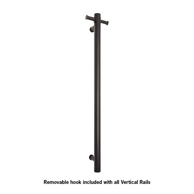 Thermorail Straight/Round 12Volt Vertical Bar 900x142x100mm 28Watts With Optional Hook - Matt Black
