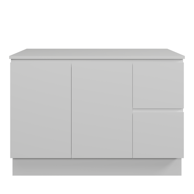 Nevada Vanity 1200mm Centre White Gloss Above Counter Basin SilkSurface Top Floor standing (NEV-V-1200-C-SSA-F)