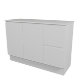 Nevada Vanity 1200mm Centre White Gloss Above Counter Basin SilkSurface Top Floor standing (NEV-V-1200-C-SSA-F)