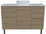 Nevada Vanity 1200mm Centre White Gloss Above Counter Basin SilkSurface Top On Legs (NEV-V-1200-C-SSA-L)