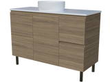 Nevada Vanity 1200mm Centre White Gloss Above Counter Basin SilkSurface Top On Legs (NEV-V-1200-C-SSA-L)