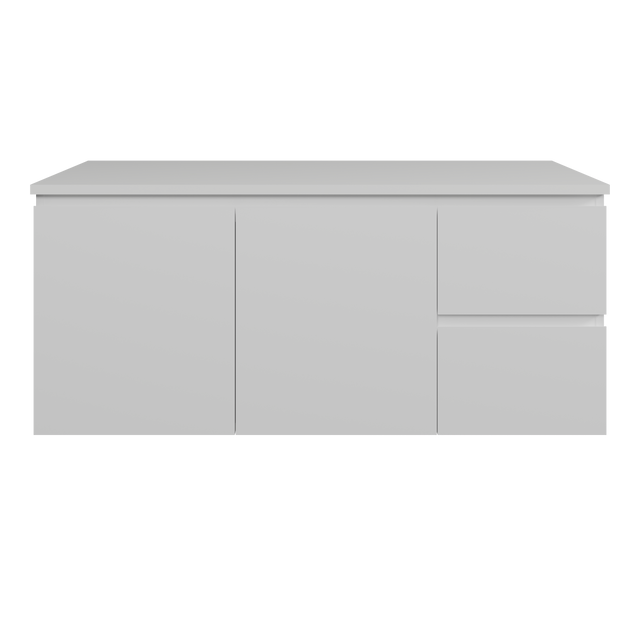 Nevada Vanity 1200mm Centre White Gloss Above Counter Basin SilkSurface Top Wall hung (NEV-V-1200-C-SSA-W)