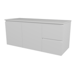 Nevada Vanity 1200mm Centre White Gloss Above Counter Basin SilkSurface Top Wall hung (NEV-V-1200-C-SSA-W)