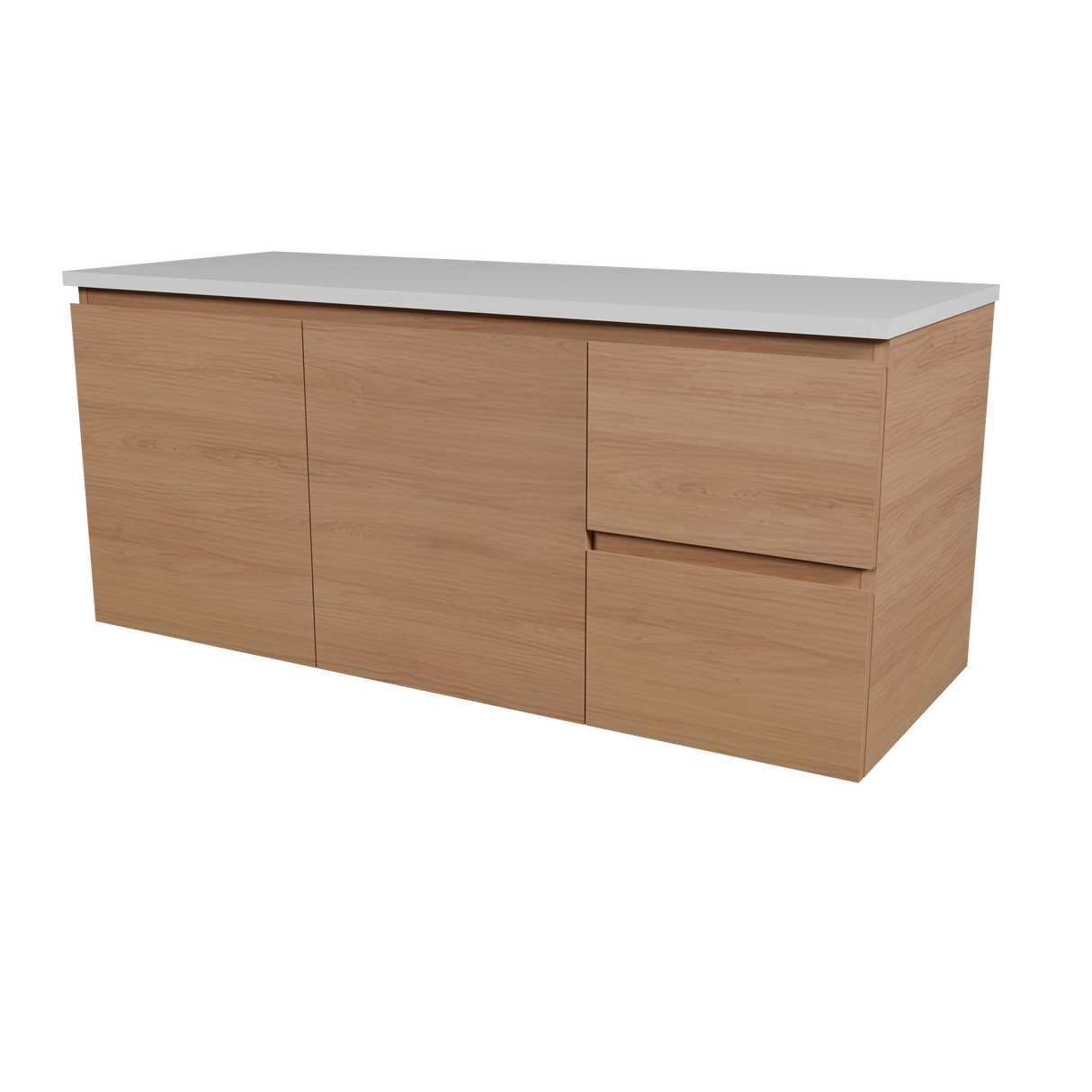 Nevada Vanity 1200mm Centre White Gloss Above Counter Basin SilkSurface Top Wall hung (NEV-V-1200-C-SSA-W)