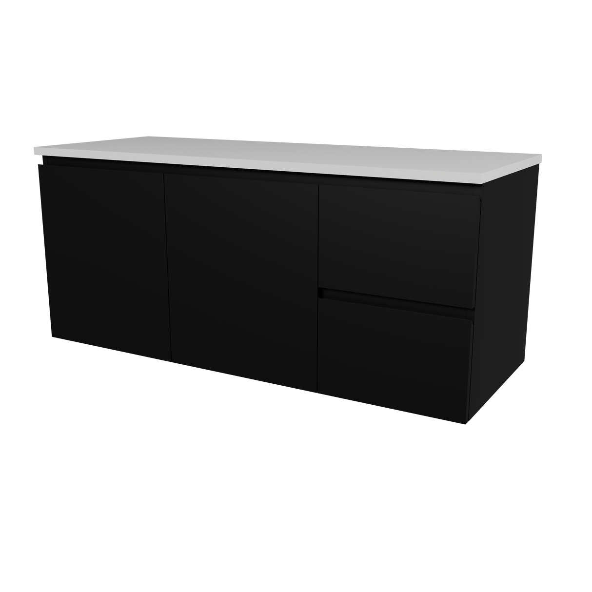 Nevada Vanity 1200mm Centre White Gloss Above Counter Basin SilkSurface Top Wall hung (NEV-V-1200-C-SSA-W)