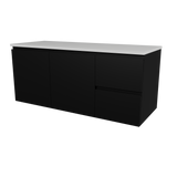 Nevada Vanity 1200mm Centre White Gloss Above Counter Basin SilkSurface Top Wall hung (NEV-V-1200-C-SSA-W)