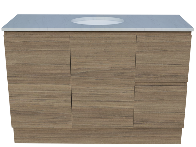Nevada Vanity 1200mm Centre White Gloss Under Counter Basin SilkSurface Top Floor standing (NEV-V-1200-C-SSU-F)