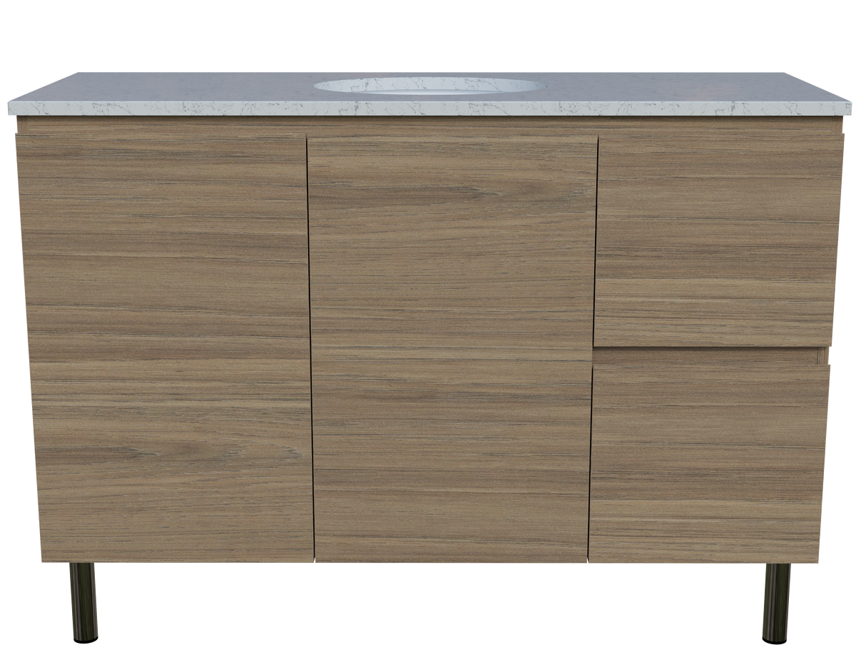 Nevada Vanity 1200mm Centre White Gloss Under Counter Basin SilkSurface Top On Legs (NEV-V-1200-C-SSU-L)