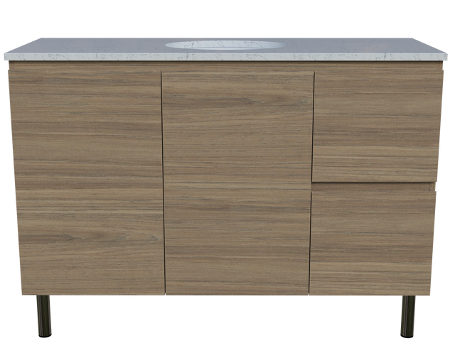 Nevada Vanity 1200mm Centre White Gloss Under Counter Basin SilkSurface Top On Legs (NEV-V-1200-C-SSU-L)