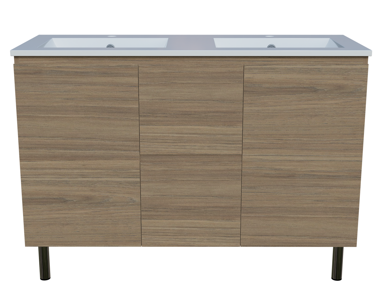 Nevada Vanity 1200mm Double Bowl Alpha Top On Legs (NEV-V-1200-D-APH-L)