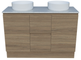 Nevada Vanity 1200mm Double White Gloss Above Counter Basins SilkSurface Top Floor standing (NEV-V-1200-D-SSA-F)