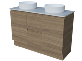 Nevada Vanity 1200mm Double White Gloss Above Counter Basins SilkSurface Top Floor standing (NEV-V-1200-D-SSA-F)