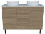 Nevada Vanity 1200mm Double White Gloss Above Counter Basins SilkSurface Top On Legs (NEV-V-1200-D-SSA-L)