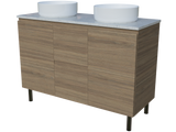 Nevada Vanity 1200mm Double White Gloss Above Counter Basins SilkSurface Top On Legs (NEV-V-1200-D-SSA-L)