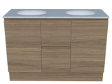 Nevada Vanity 1200mm Double White Gloss Under Counter Basins SilkSurface Top Floor standing (NEV-V-1200-D-SSU-F)
