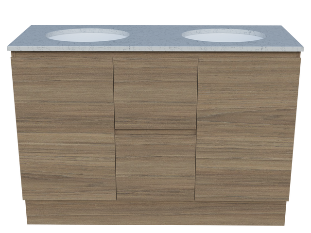 Nevada Vanity 1200mm Double White Gloss Under Counter Basins SilkSurface Top Floor standing (NEV-V-1200-D-SSU-F)