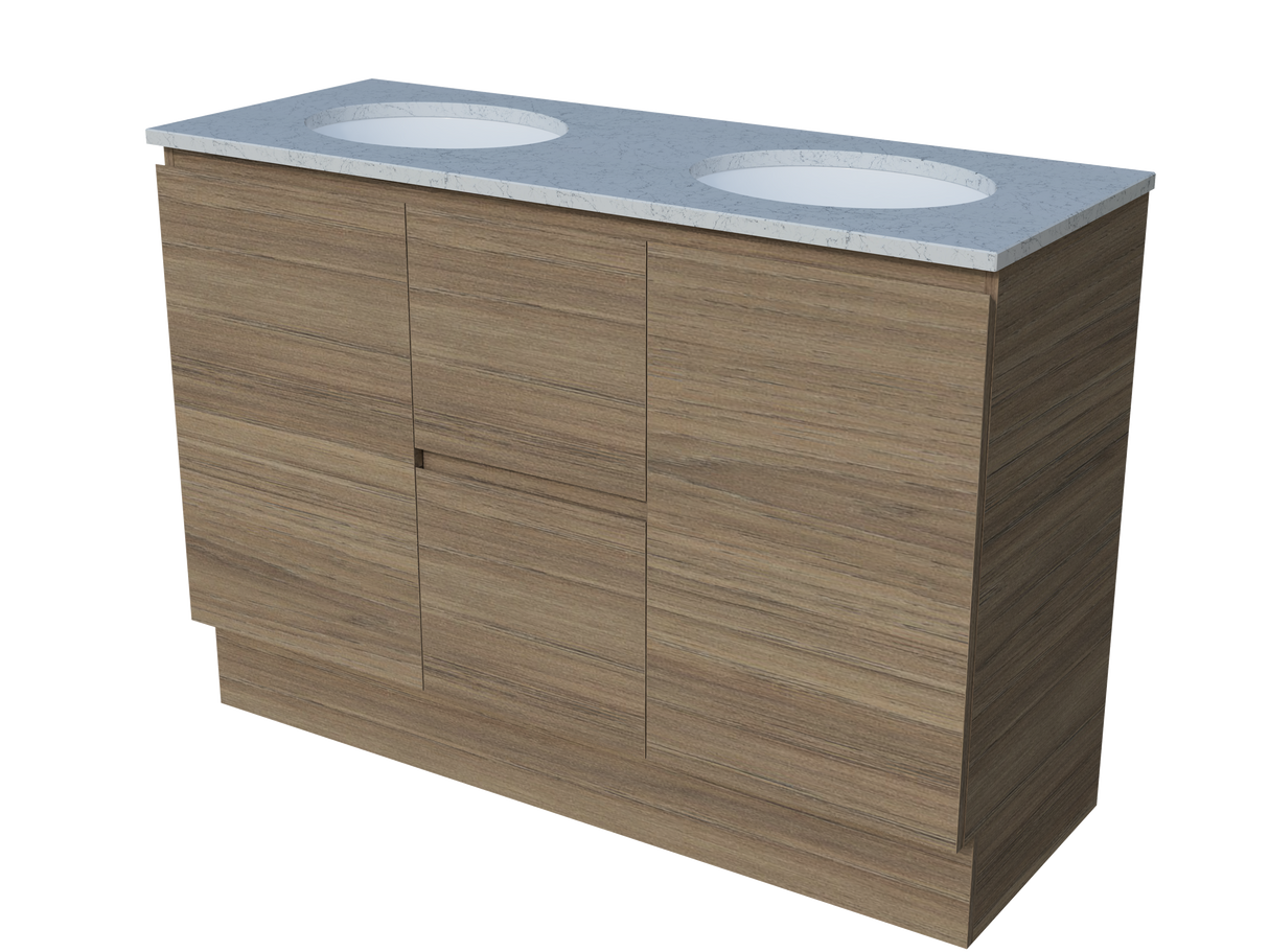 Nevada Vanity 1200mm Double White Gloss Under Counter Basins SilkSurface Top Floor standing (NEV-V-1200-D-SSU-F)