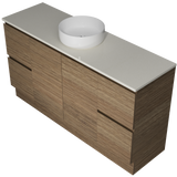 Nevada Vanity 1500mm Centre White Gloss Above Counter Basin SilkSurface Top Floor standing (NEV-V-1500-C-SSA-F)