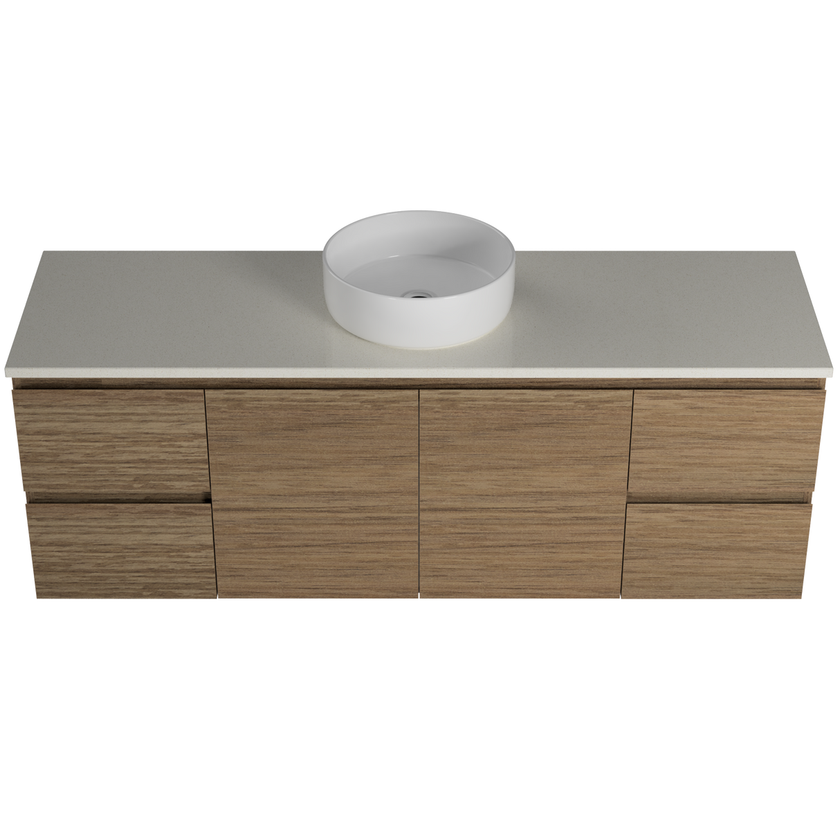 Nevada Vanity 1500mm Centre White Gloss Above Counter Basin SilkSurface Top Wall hung (NEV-V-1500-C-SSA-W)
