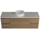 Nevada Vanity 1500mm Centre White Gloss Above Counter Basin SilkSurface Top Wall hung (NEV-V-1500-C-SSA-W)