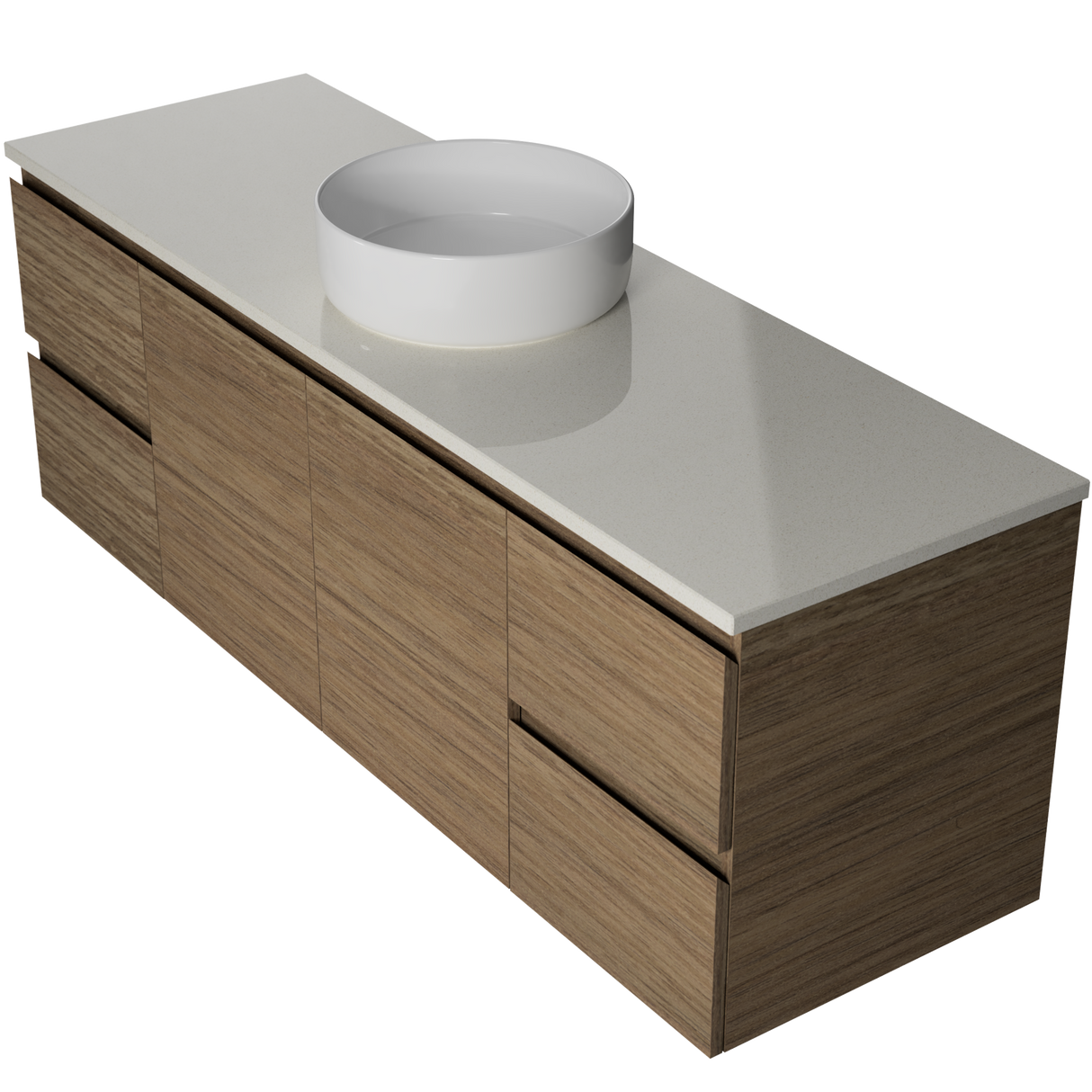 Nevada Vanity 1500mm Centre White Gloss Above Counter Basin SilkSurface Top Wall hung (NEV-V-1500-C-SSA-W)