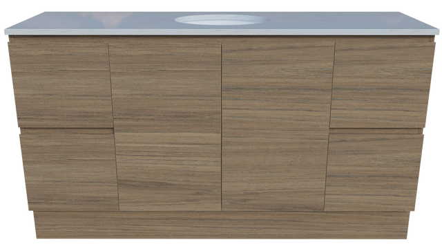 Nevada Vanity 1500mm Centre White Gloss Under Counter Basin SilkSurface Top Floor standing (NEV-V-1500-C-SSU-F)