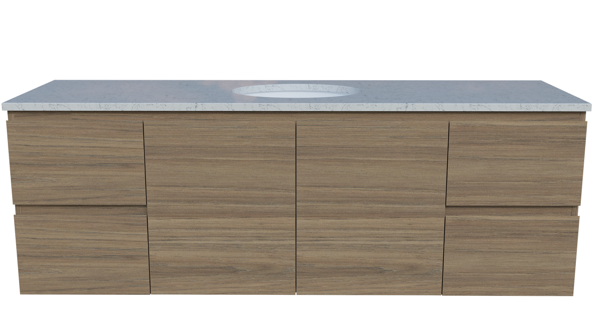 Nevada Vanity 1500mm Centre White Gloss Under Counter Basin SilkSurface Top Wall hung (NEV-V-1500-C-SSU-W)