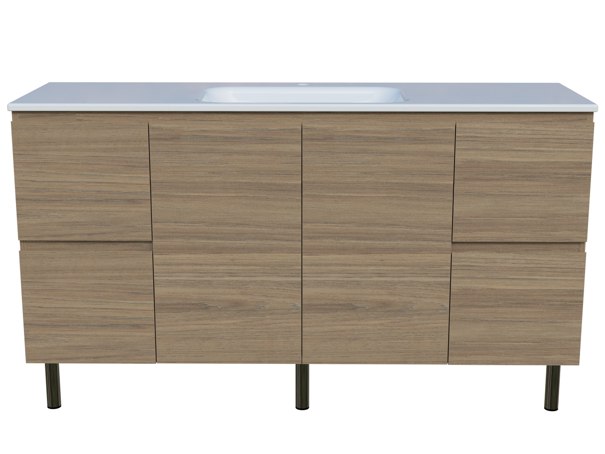 Nevada Vanity 1500mm Centre Bowl Stadium Top On Legs (NEV-V-1500-C-STD-L)