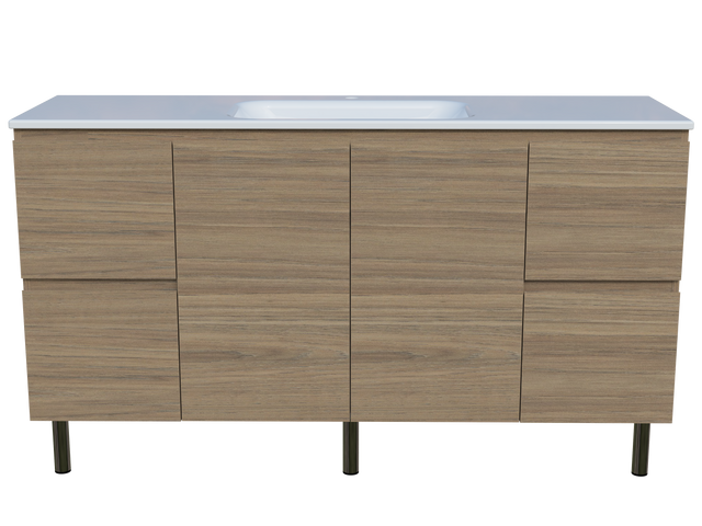 Nevada Vanity 1500mm Centre Bowl Stadium Top On Legs (NEV-V-1500-C-STD-L)