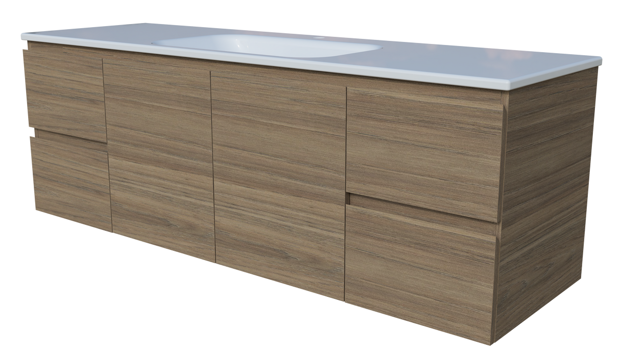 Nevada Vanity 1500mm Centre Bowl Stadium Top Wall hung (NEV-V-1500-C-STD-W)