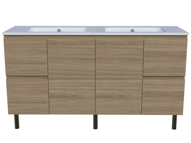 Nevada Vanity 1500mm Double Bowl Alpha Top On Legs (NEV-V-1500-D-APH-L)