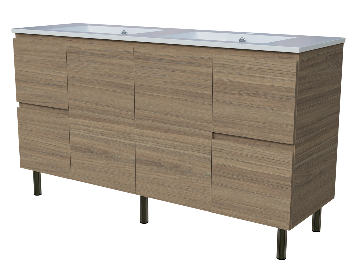 Nevada Vanity 1500mm Double Bowl Alpha Top On Legs (NEV-V-1500-D-APH-L)