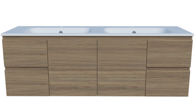 Nevada Vanity 1500mm Double Bowl Haven Top Wall hung (NEV-V-1500-D-HVN-W)