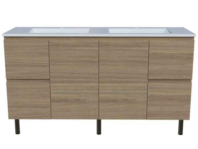 Nevada Vanity 1500mm Double Bowl Regal Top On Legs (NEV-V-1500-D-REG-L)