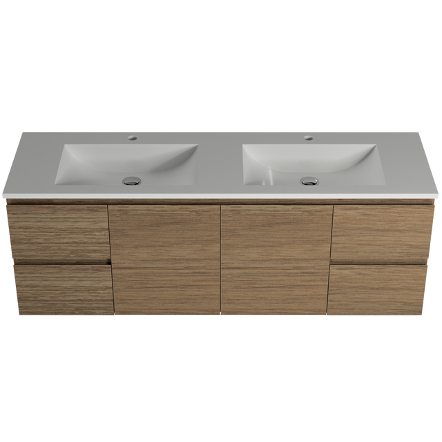 Nevada Vanity 1500mm Double Bowl Regal Top Wall hung (NEV-V-1500-D-REG-W)