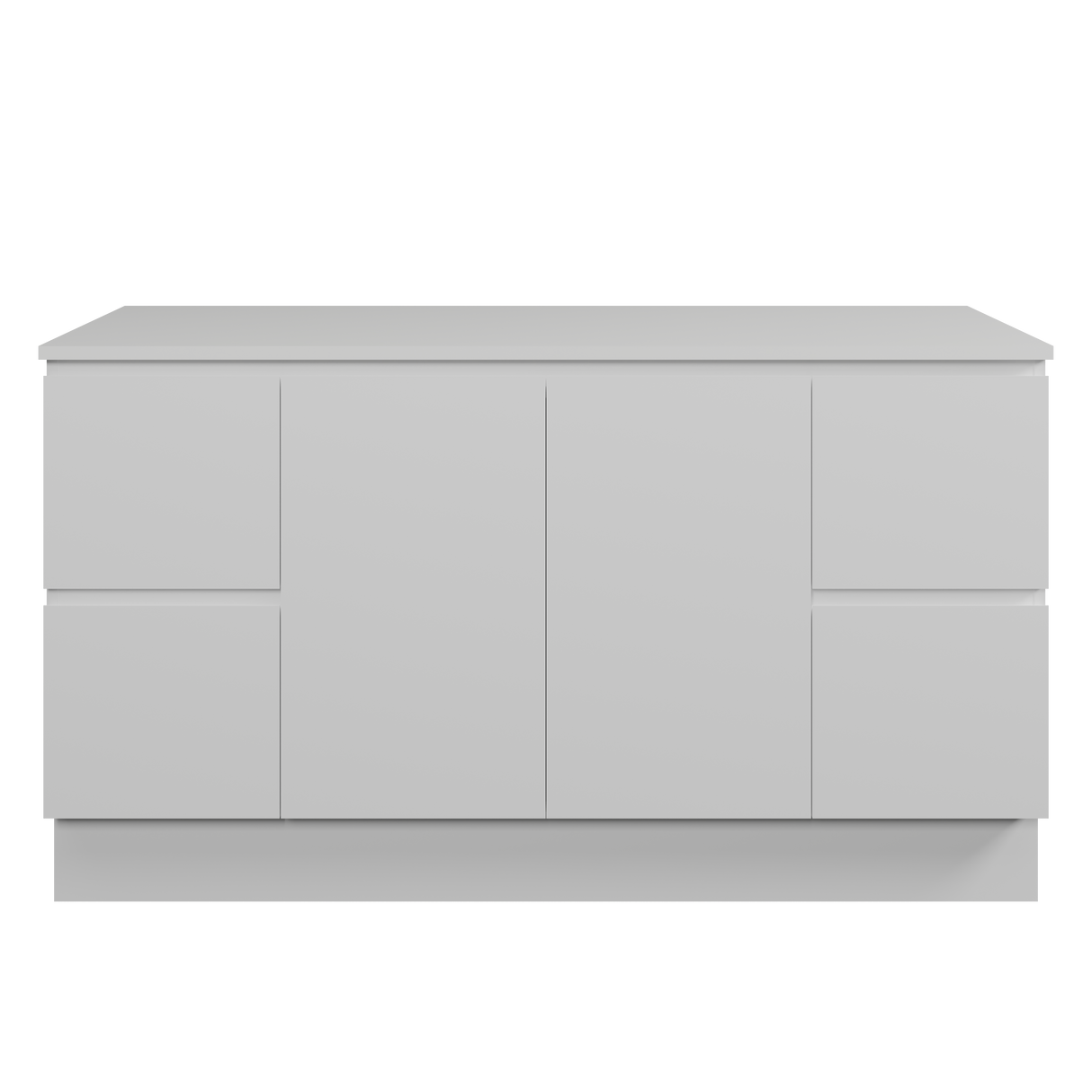 Nevada Vanity 1500mm Double White Gloss Above Counter Basins SilkSurface Top Floor standing (NEV-V-1500-D-SSA-F)
