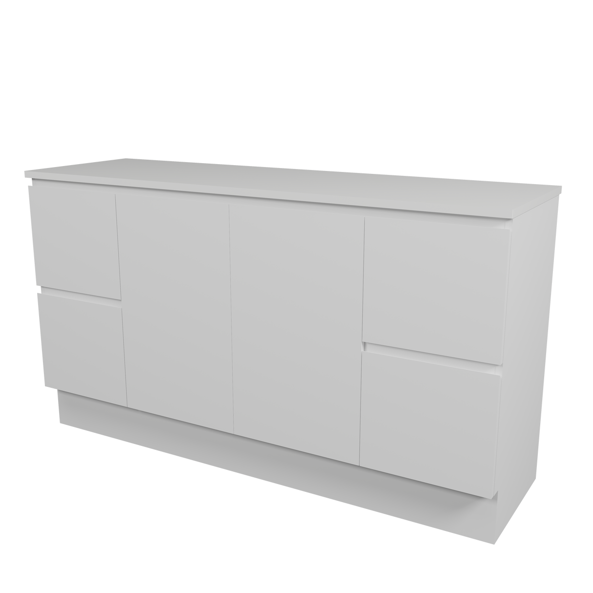 Nevada Vanity 1500mm Double White Gloss Above Counter Basins SilkSurface Top Floor standing (NEV-V-1500-D-SSA-F)