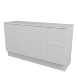 Nevada Vanity 1500mm Double White Gloss Above Counter Basins SilkSurface Top Floor standing (NEV-V-1500-D-SSA-F)