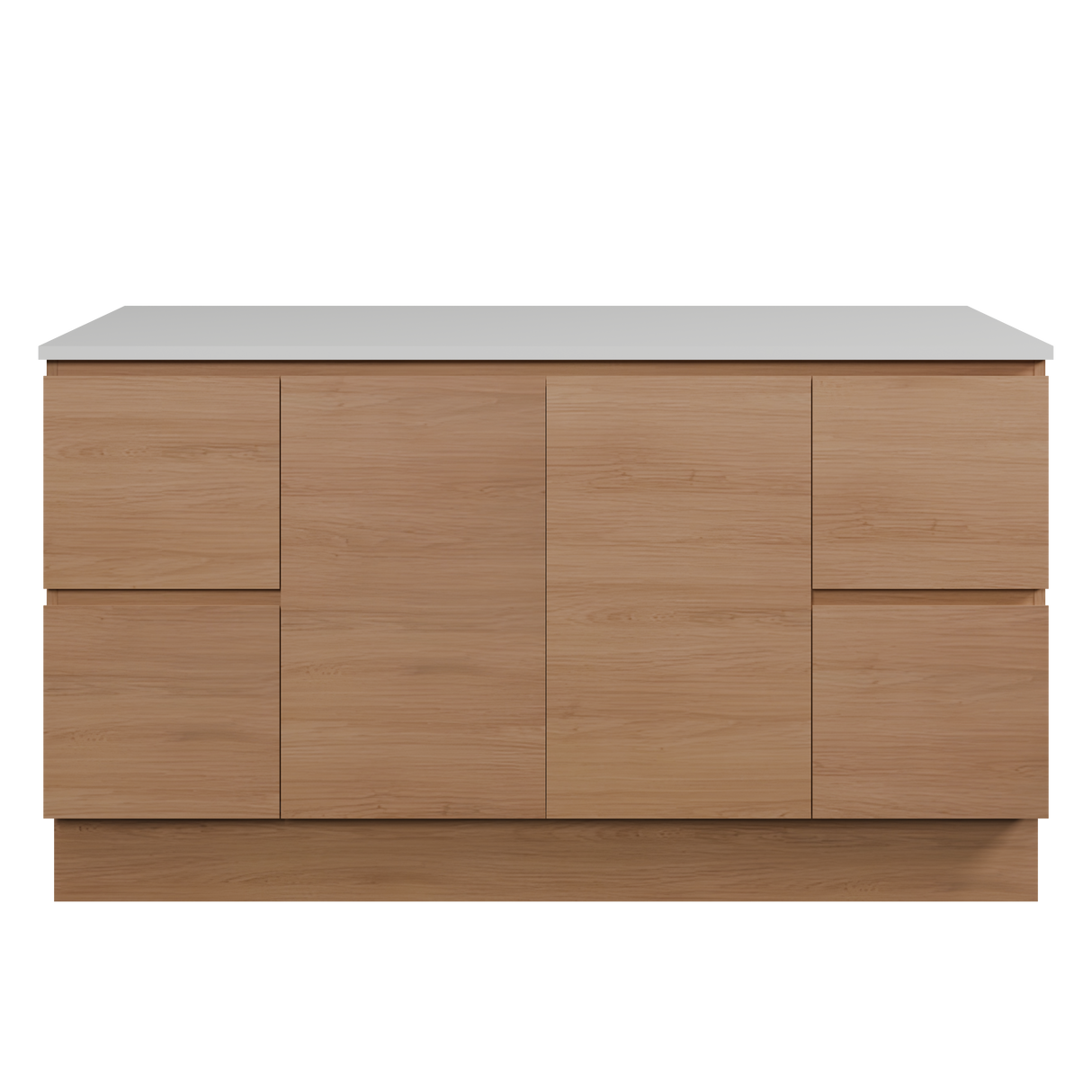 Nevada Vanity 1500mm Double White Gloss Above Counter Basins SilkSurface Top Floor standing (NEV-V-1500-D-SSA-F)