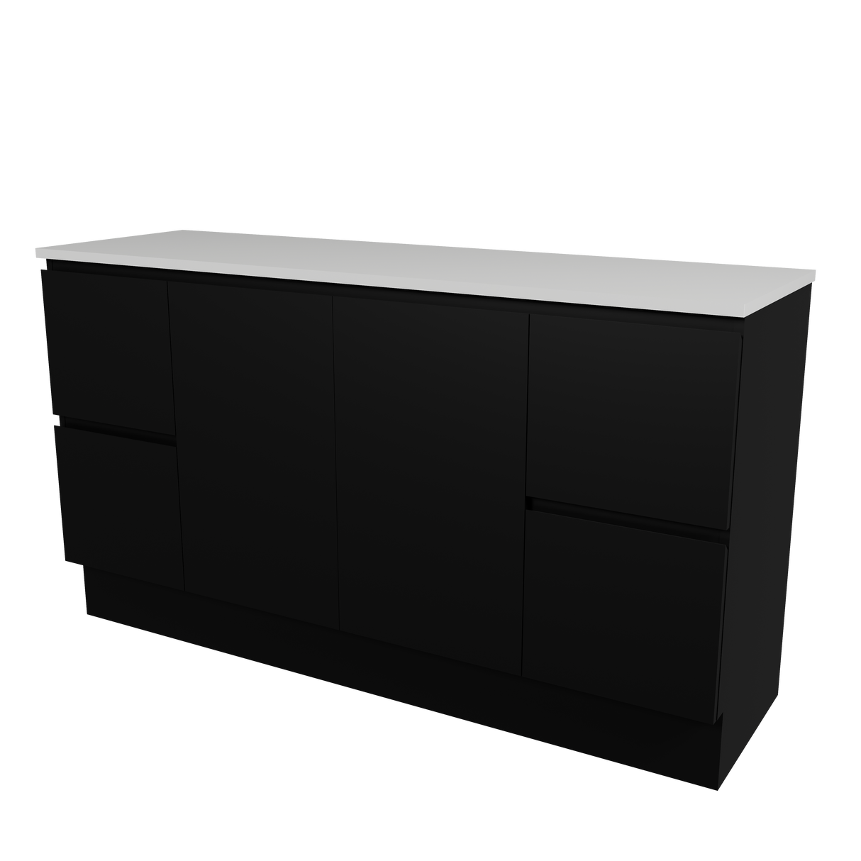 Nevada Vanity 1500mm Double White Gloss Above Counter Basins SilkSurface Top Floor standing (NEV-V-1500-D-SSA-F)