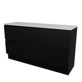 Nevada Vanity 1500mm Double White Gloss Above Counter Basins SilkSurface Top Floor standing (NEV-V-1500-D-SSA-F)
